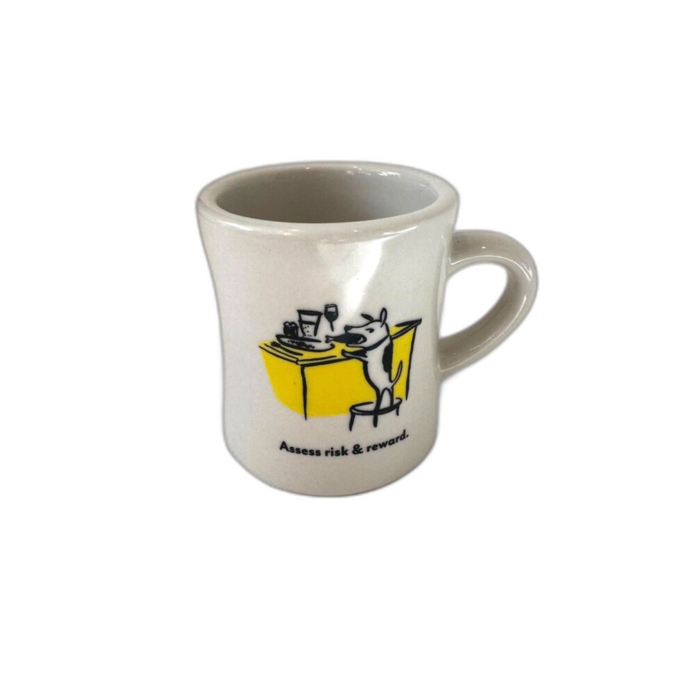 Bad Dog Wisdom Assess Risk & Reward Dog Coffee Mug Diner Style Humor Ceramic